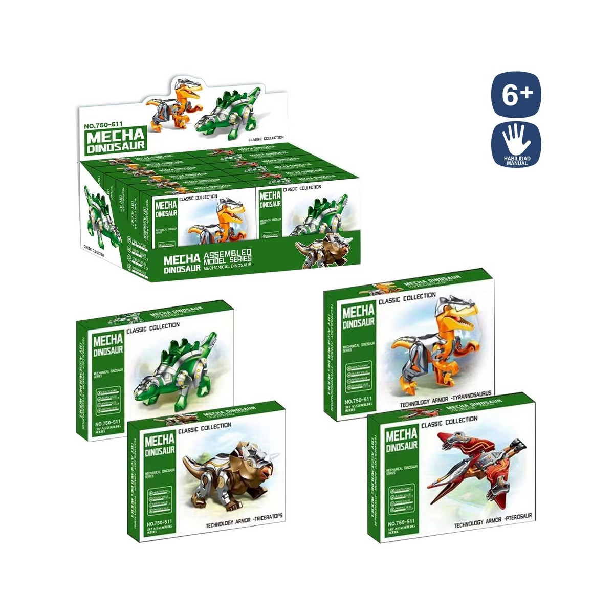 Modello di costruzione design dinosauri