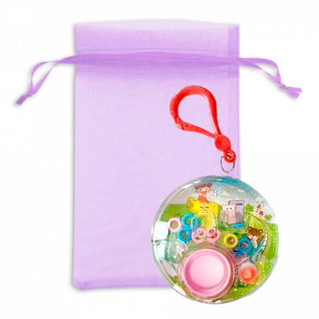 Gioco di abilità in acqua con moschettone in un sacchetto di organza viola