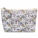Portafoglio bianco con unicorni e chiusura a zip