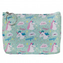 Borsa unicorno verde con chiusura a cerniera