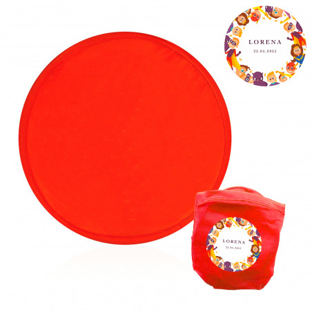 Frisbee di stoffa pieghevole rossa con borsa personalizzata di supereroi