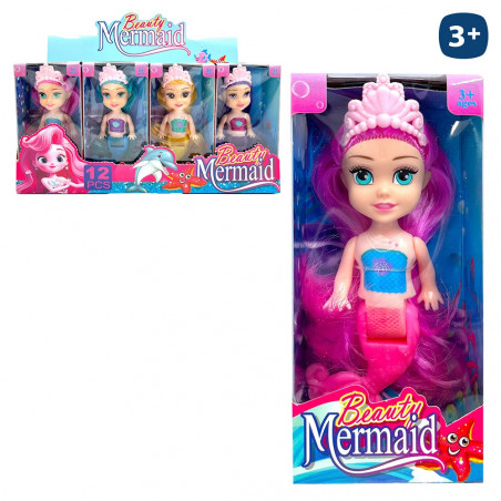 Bambola sirena in miniatura con capelli colorati