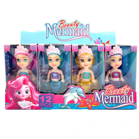 Bambola sirena in miniatura con capelli colorati