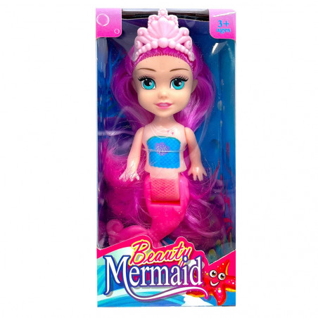 Bambola sirena in miniatura con capelli colorati