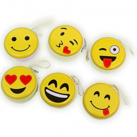 Portamonete in latta Emoji con chiusura a cerniera per fare regali