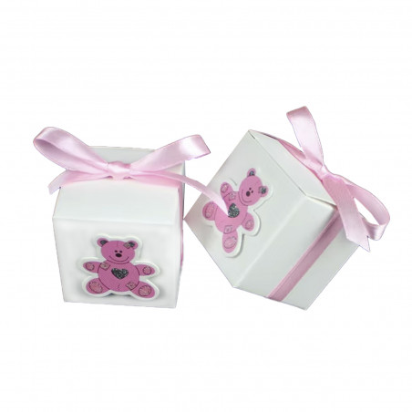Scatola regalo con orsetto di peluche blu o rosa