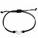 Bracciale in cordino nero con luna metallica come regalo