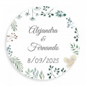 Portafoglio con manico in corda in scatola con adesivo floreale personalizzabile per dettagli