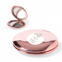 Specchio doppio rotondo rosa metallizzato con adesivo floreale da 2 cm per dettagli ospiti
