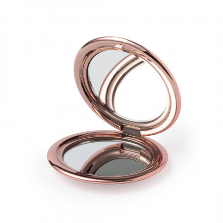 Specchio doppio rotondo rosa metallizzato con adesivo floreale da 2 cm per dettagli ospiti