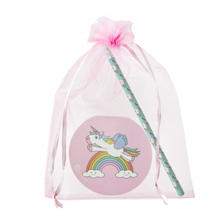 Quaderno e matita unicorno in borsa di organza