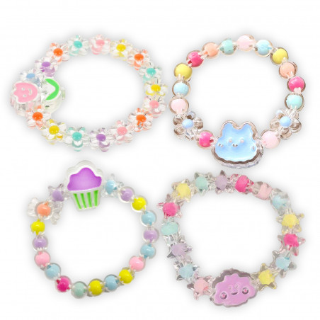 Braccialetti elastici per bambini con perline colorate, design divertente e allegro