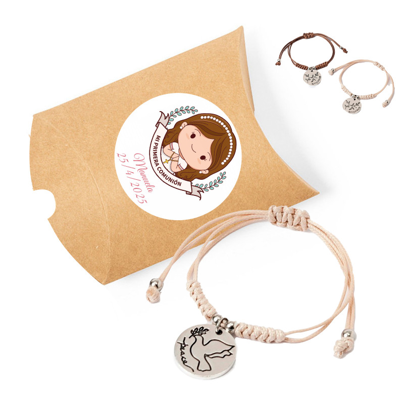 Bracciale di comunione in astuccio kraft personalizzabile da regalare