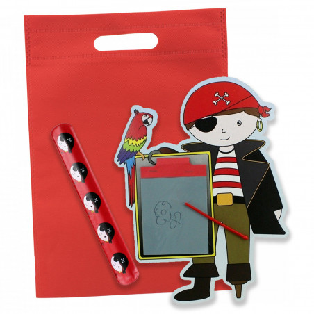 Lavagna pirata e bracciale in sacchetto rosso dettaglio per bambini