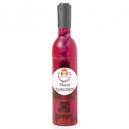 Cavatappi rosa con adesivo prima comunione per bambina da regalare