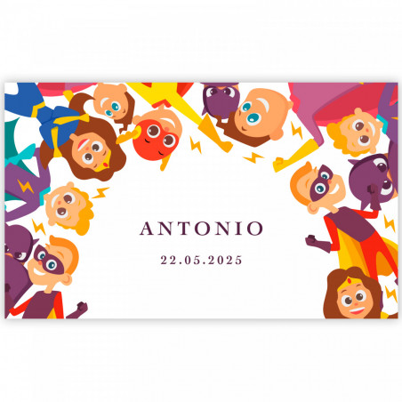 Astuccio con accessori per la scrittura in una scatola con adesivo personalizzabile supereroi da regalare