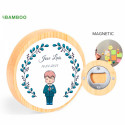 Apri-bottiglie magnetico con adesivo corona floreale prima comunione bambino per dettagli ospiti