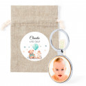 Portachiavi con foto personalizzabile in borsa di stoffa con adesivo design orsetto da regalare