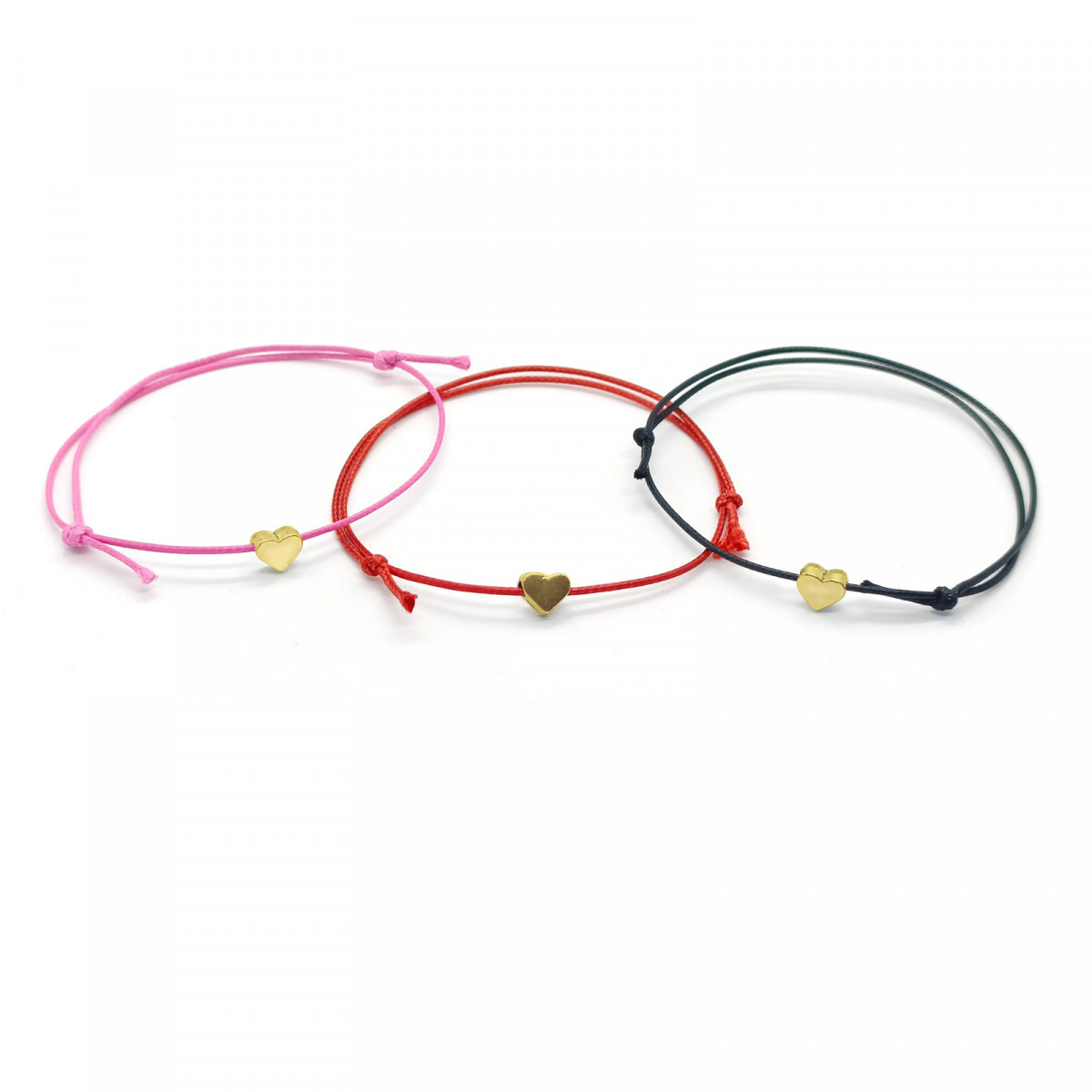 Bracciale in cordoncino sottile con cuore in argento