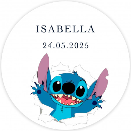 Adesivo Stitch rotondo da 5 cm per personalizzare dettagli