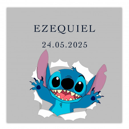 Adesivo quadrato trasparente 5x5cm Stitch per personalizzare dettagli