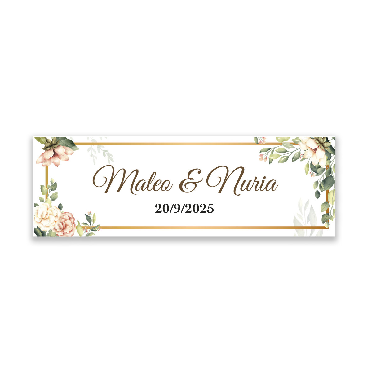 Etichetta adesiva personalizzata per matrimoni Design floreale elegante 6x2cm