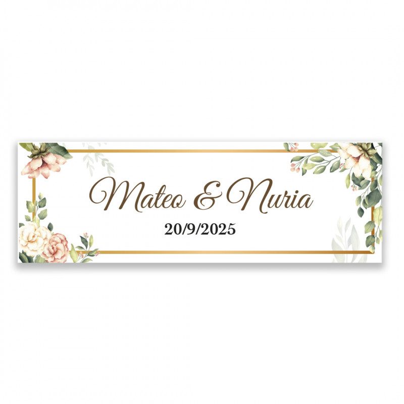 Etichetta adesiva personalizzata per matrimoni Design floreale elegante 6x2cm