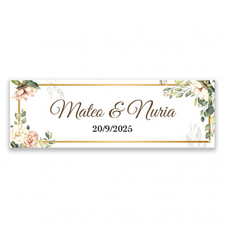 Etichetta adesiva personalizzata per matrimoni Design floreale elegante 6x2cm