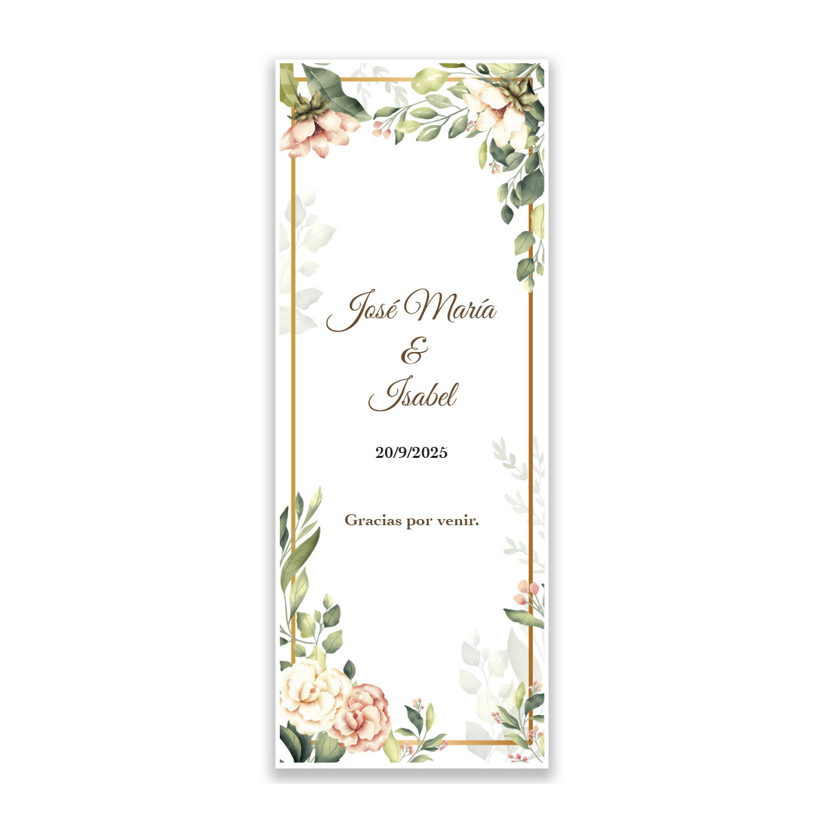 Adesivo floreale rettangolare personalizzato 5 x 13 cm