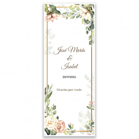 Adesivo floreale rettangolare personalizzato 5 x 13 cm