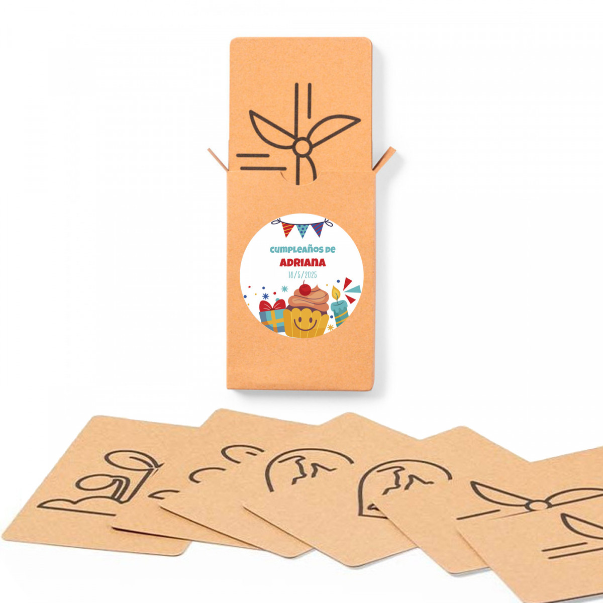 Gioco di memoria carte consapevolezza ecologica personalizzato con adesivo di compleanno