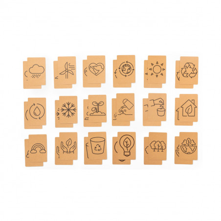 Gioco di memoria carte consapevolezza ecologica personalizzato con adesivo di compleanno