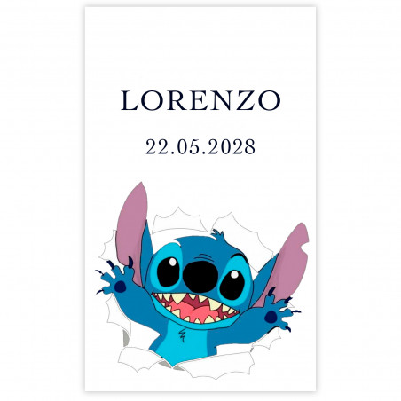Adesivo 3x5cm stitch personalizzabile per eventi