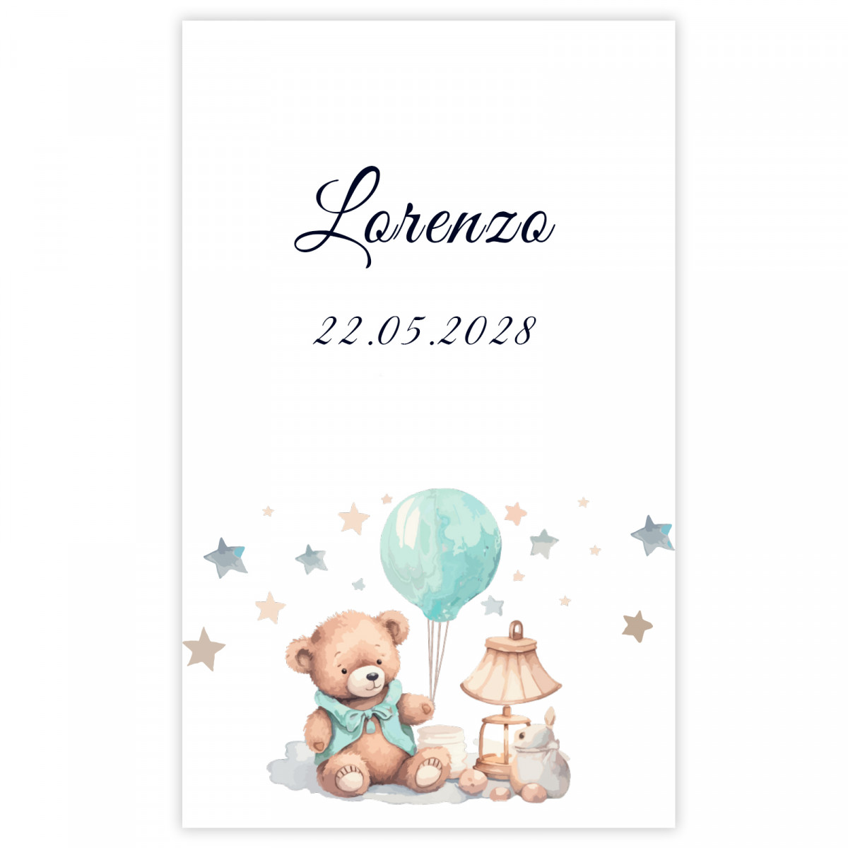 Adesivo 5x7cm design orso per battesimi