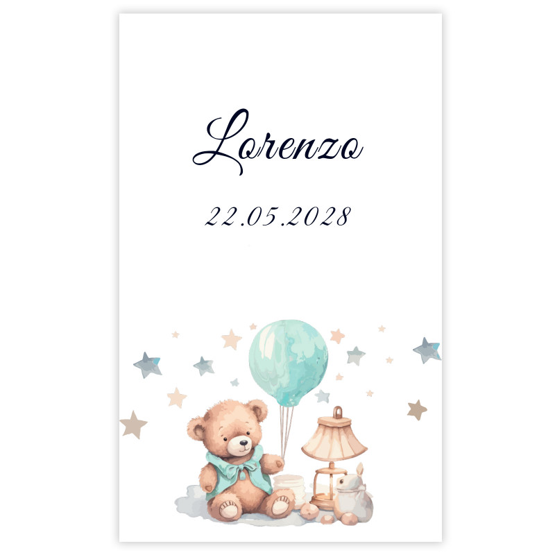 Adesivo 5x7cm design orso per battesimi