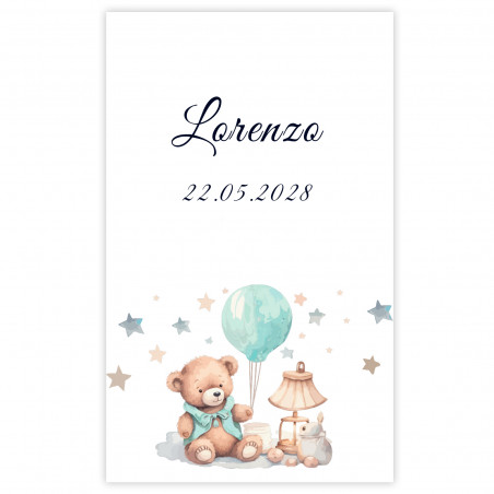 Adesivo 5x7cm design orso per battesimi