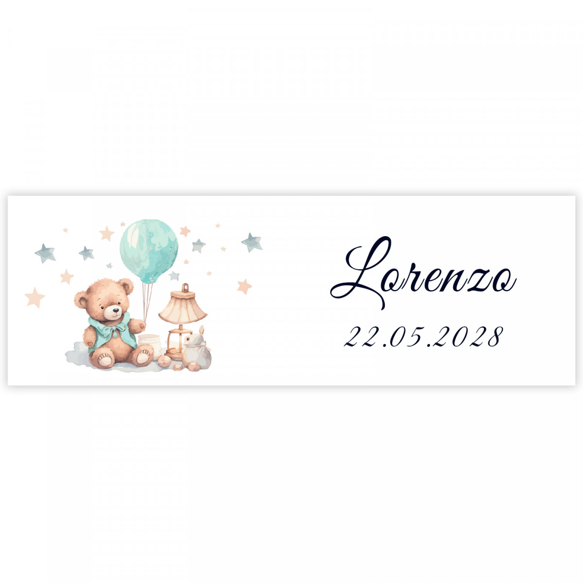 Adesivo 6x2 design orso per battesimi