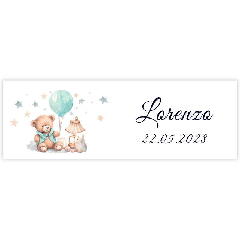 Adesivo 6x2 design orso per battesimi