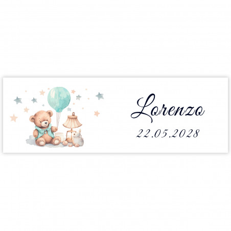 Adesivo 6x2 design orso per battesimi