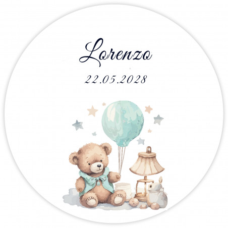 Adesivo rotondo 2 cm design orso personalizzabile per eventi
