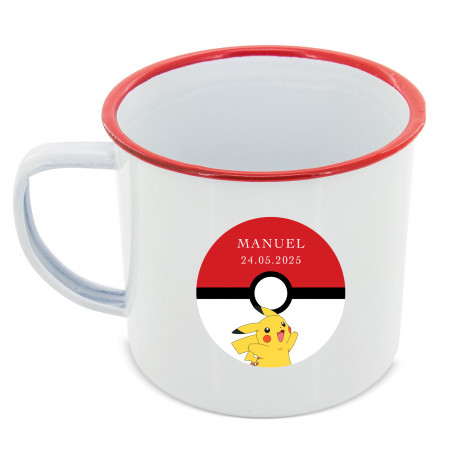 Tazza di metallo personalizzata con adesivo di Pikachu