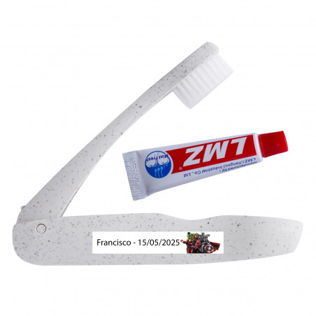 Spazzolino da denti pieghevole con dentifricio personalizzato con adesivo di supereroi