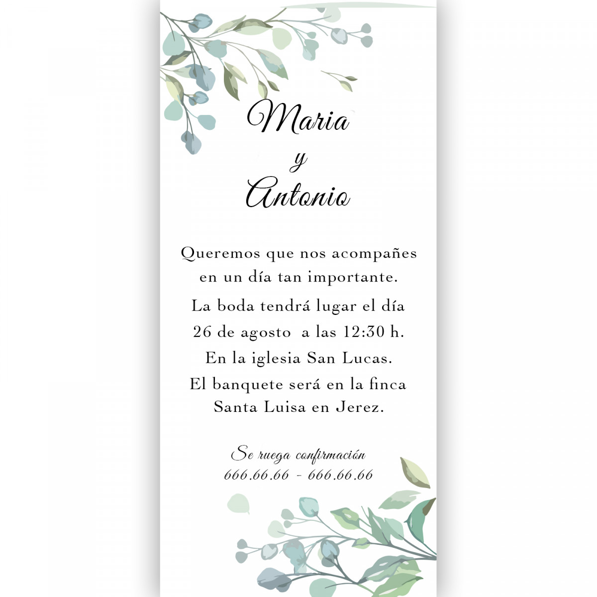 Invito di nozze elegante con design floreale personalizzabile