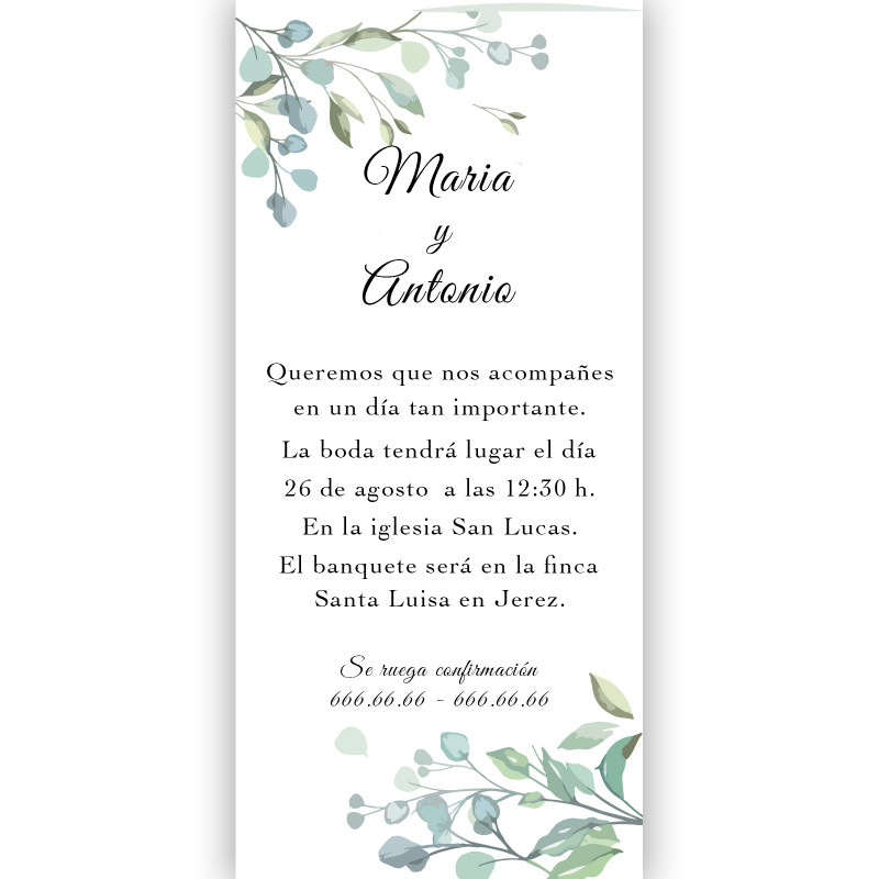 Invito di nozze elegante con design floreale personalizzabile
