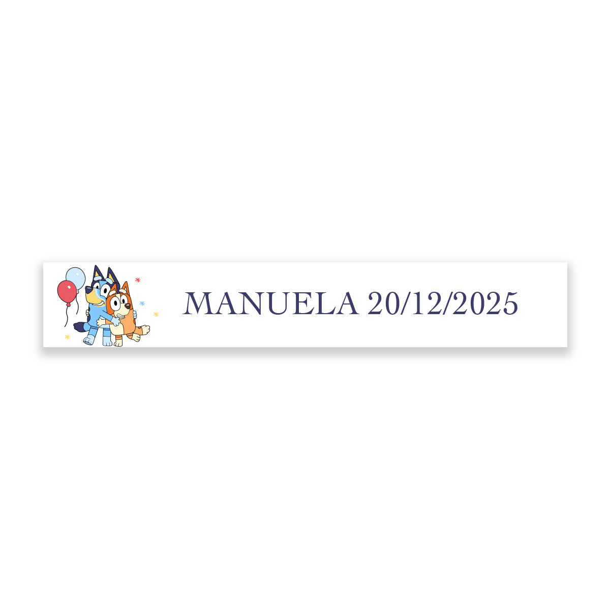 Adesivo personalizzato Bluey per dettagli di compleanni ed eventi 5x1cm