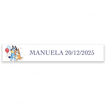Adesivo personalizzato Bluey per dettagli di compleanni ed eventi 5x1cm
