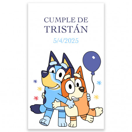 Adesivo bluey e bingo 3x5 rettangolare personalizzato