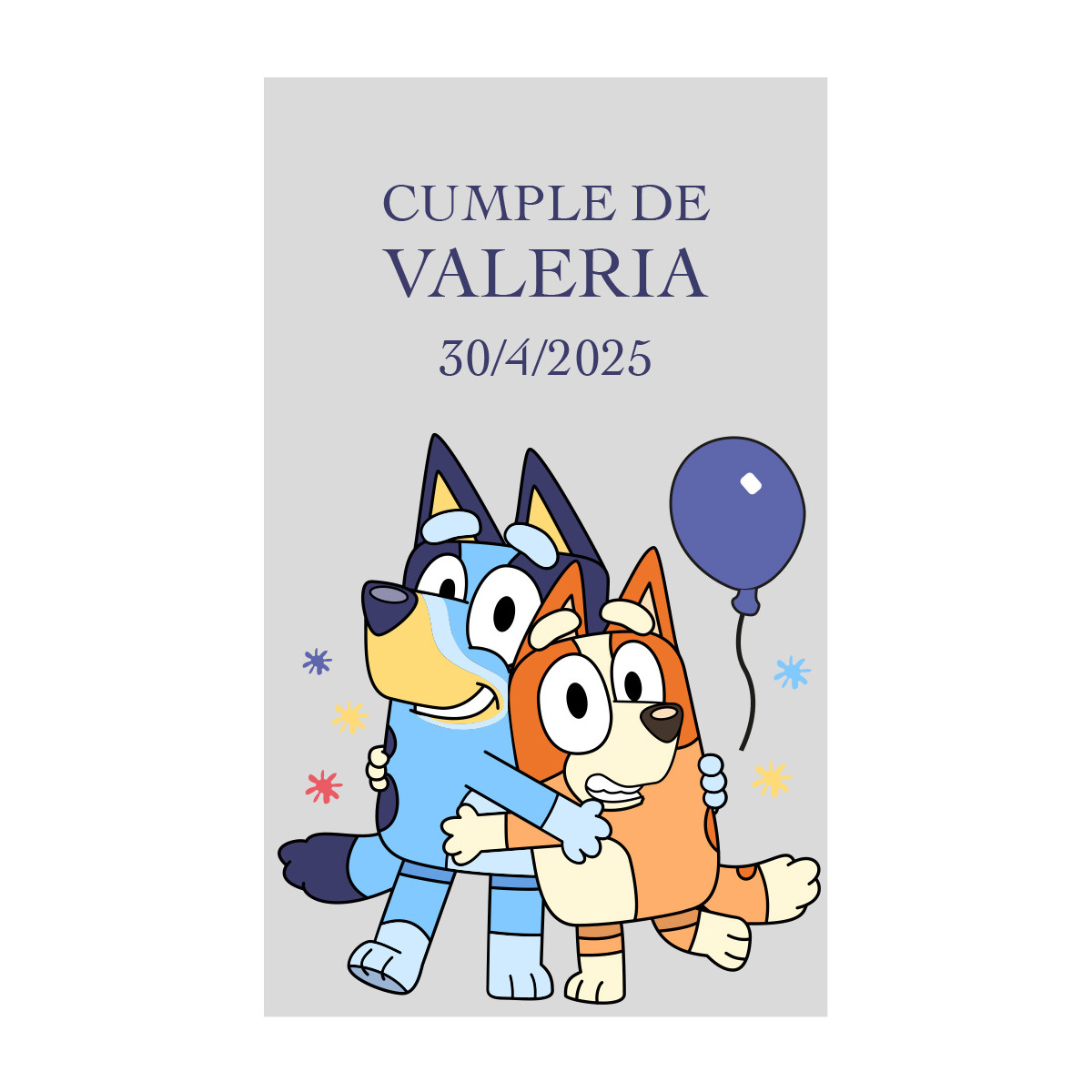 Etichetta Trasparente Personalizzata per Compleanni con Personaggi Infantili Blue e Bingo 3x5cm