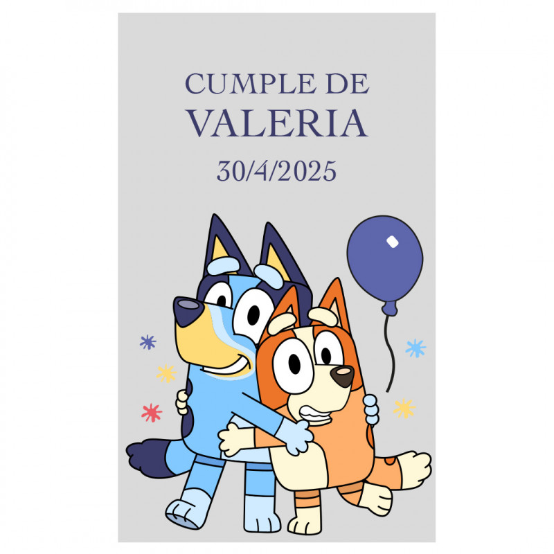 Etichetta Trasparente Personalizzata per Compleanni con Personaggi Infantili Blue e Bingo 3x5cm