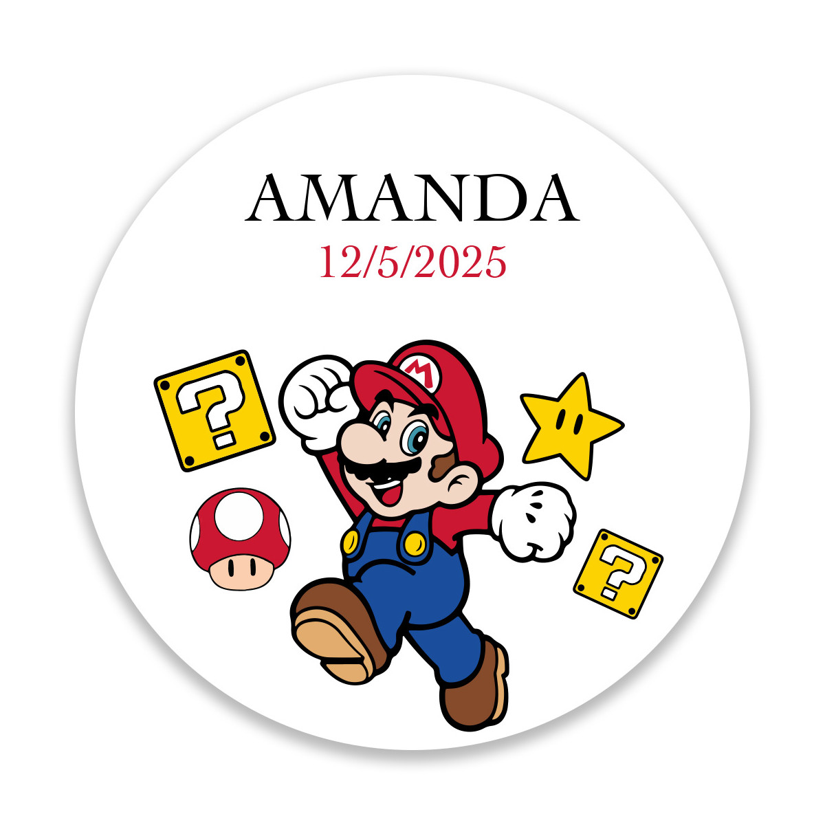 Adesivi personalizzati di Super Mario, il tocco perfetto per le tue feste di 3 cm